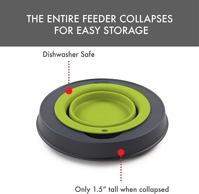 Dexas Pets Elevated Pet Feeder, Large, 4 Cup Capacity, Green, Raised Pet Food and Water Bowl