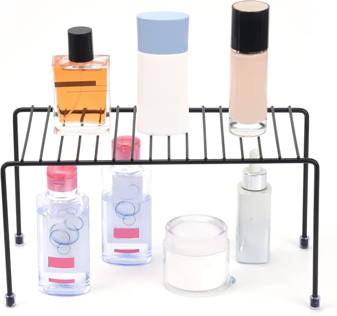 SIBAO Kitchen Shelves, Cabinet Organization Mini Storage Shelf, Storage Rack Organizer for Kitchen, Fridge, Cabinet, Bathroom (Black 6)
