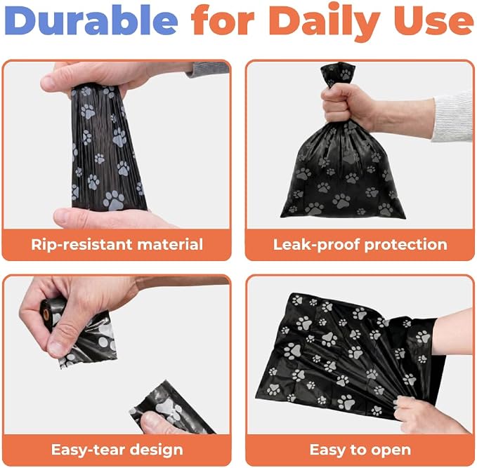 Best Pet Supplies Poop Bags for Dogs - Black, 150 Count | Scented, Leak-proof, Easy-Tear perforations, 15 Thick Bags per roll, Outdoor Walking & Travel, Fits Standard Holders