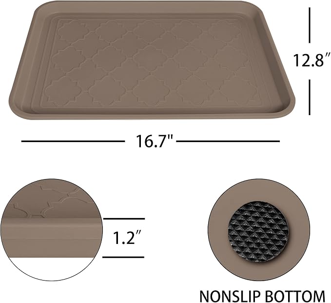 WATANIYA PET Boot Tray for Entryway Indoor, Heavy Duty Shoe Mat Tray 2 Packs, 16.7"x12.8" Waterproof Shoe Trays with Raised Edge, Outdoor Multi-Purpose Mat for Boots, Garden, Pet