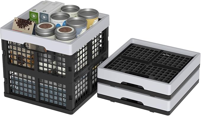 18 L Collapsible Milk Crates, Plastic Stackable Storage Crate, 3-Pack