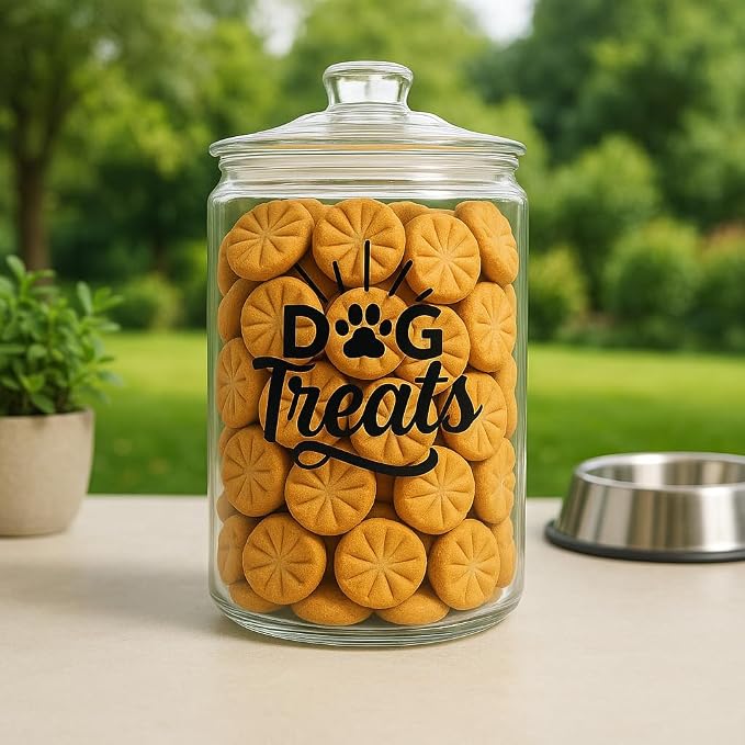 2-Gallon Dog Treat Container Airtight – Large Glass Jar for Countertop, Stylish Dog Treats Container & Dog Cookie Jar, Perfect Dachshund Accessories & Dog Treat Storage