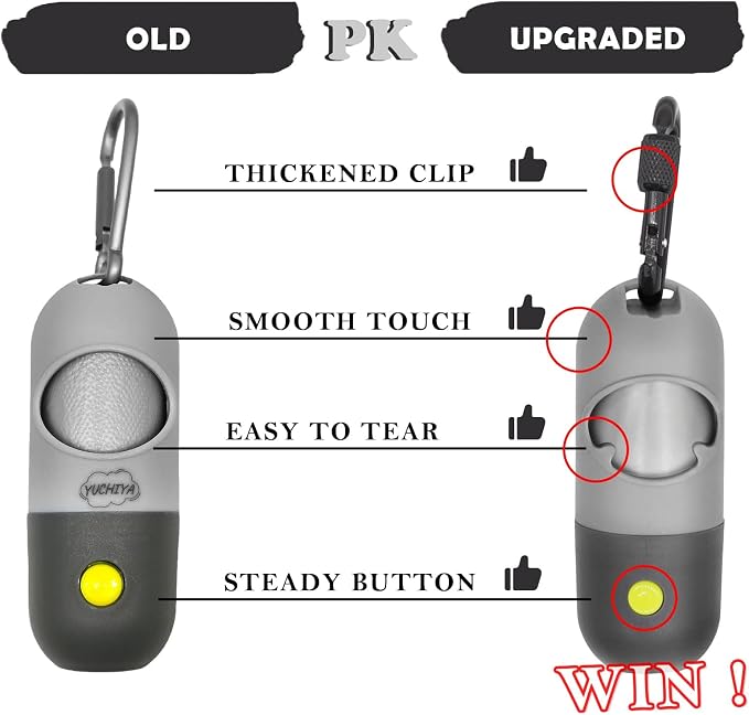 YUCHIYA Dog Poop Bag Holder Dispenser with LED Flashlight(Gray)