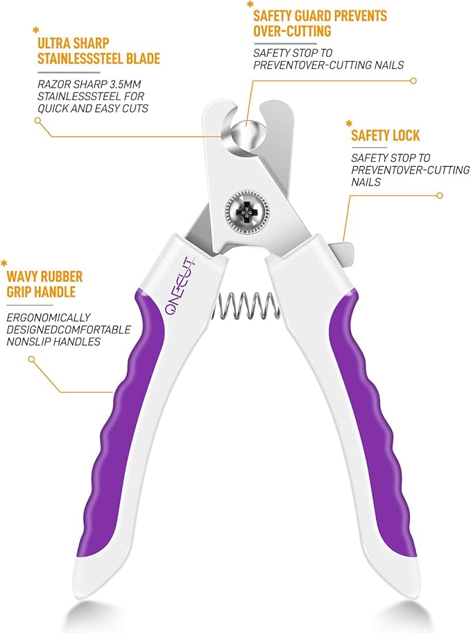 6" Dog Nail Clippers for Small, Medium and Large Breed Professional Pet Nail Trimmers -Suitable for Cats, Rabbits and Guinea Pigs with Safety Guard to Avoid Over Cutting (Purple)