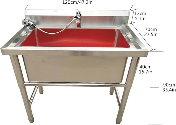 Professional Pet Grooming Bathtub Station with Faucet Pets.Silver-120cm/47.2in