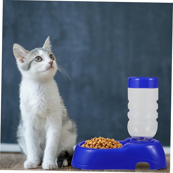 balacoo Dog Waterer Pet Food Feeder and Water Water Dispenser Bowl Gravity Water Bowl for Dogs Cats (Blue)