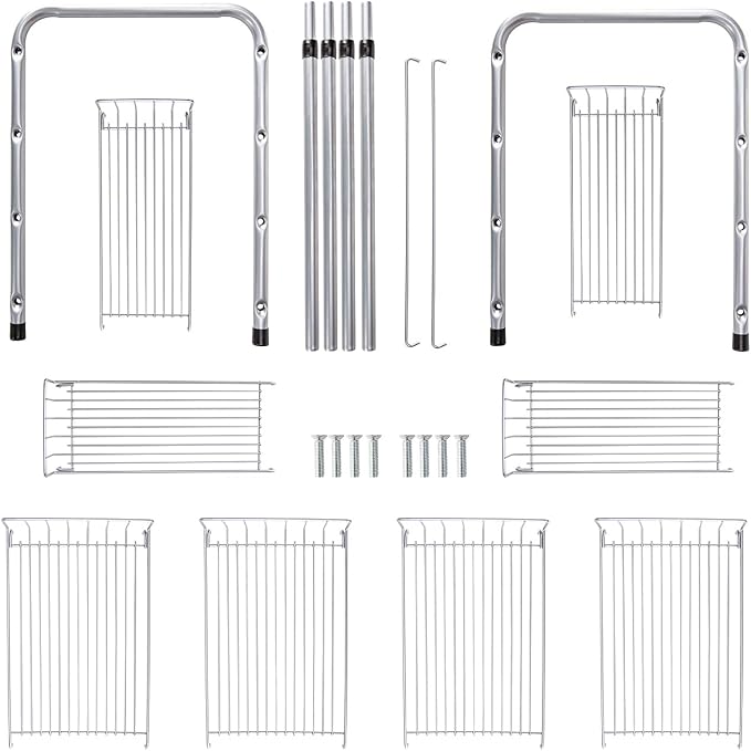 FlagShip 2 Tier Under Sink Organizers and Storage Rack Expandable Cabinet Shelf for Kitchen Bathroom Silver (17-25 inches)
