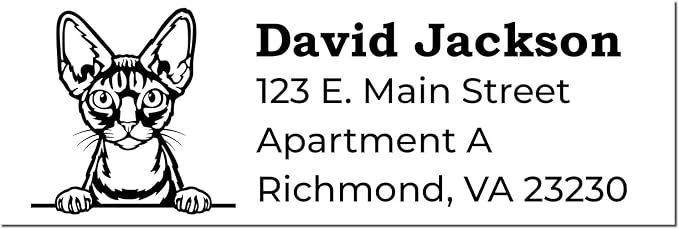 Devon Rex Address Stamp, Personalized Cat Hand Stamp Duo, Custom Mail Mark for Cat Owners, Pet Lovers, Feline Enthusiast, Home Office Use