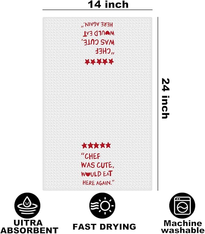 Hanamiya Na Chef Gifts Kitchen Towels 24x14 Inch, Cute Hostess Reusable Dish Towels for Kitchen Decor, Waffle Weave Absorbent Hand Cloth Tea Towel, Cute Hostess Gifts for Women Mom Friend