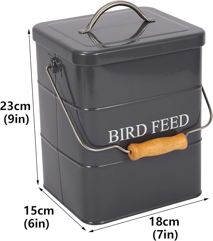 Geyecete Bird Feeder,Bird Food Jar Pet Food Storage Airtight Food Storage Container-Gray
