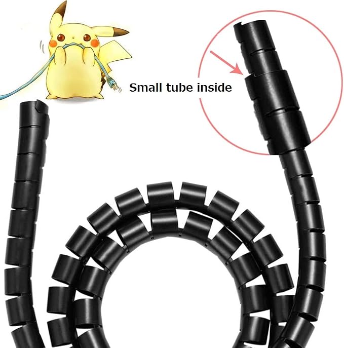 Black Computer Cable Management Sleeves Value Pack, Large 1.1" Pet Proof Cable Cover for Wires and 0.87" Cord Organizer Tube for Home TV Office Organization