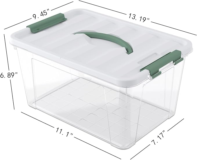 14 Quart Latching Box, Clear Plastic Storage Bin with Lids, 4 Packs | Oorganization Container Tote Boxes with Handle