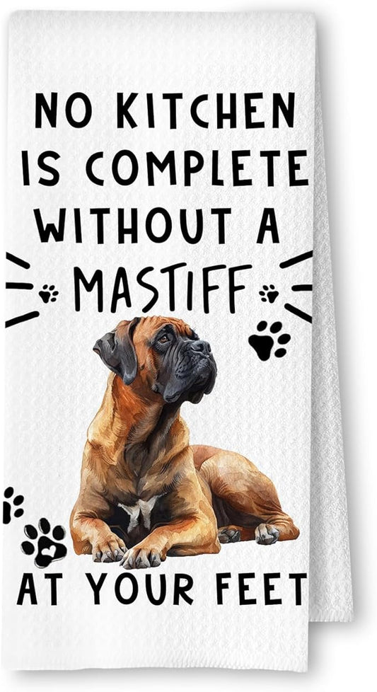 Mastiff Funny Dog Kitchen Dish Towels - Mastiff Waffle Weave Hand Towels,A Kitchen is Not Complete Without A MastiffHand Towel for Home Bathroom,Dog Lovers Gift,16×24 Inch