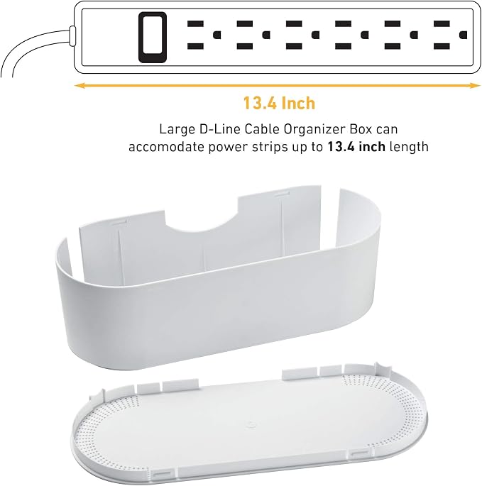 D-Line Large White Cable Management Box and D-Line White Cable Tube Bundle