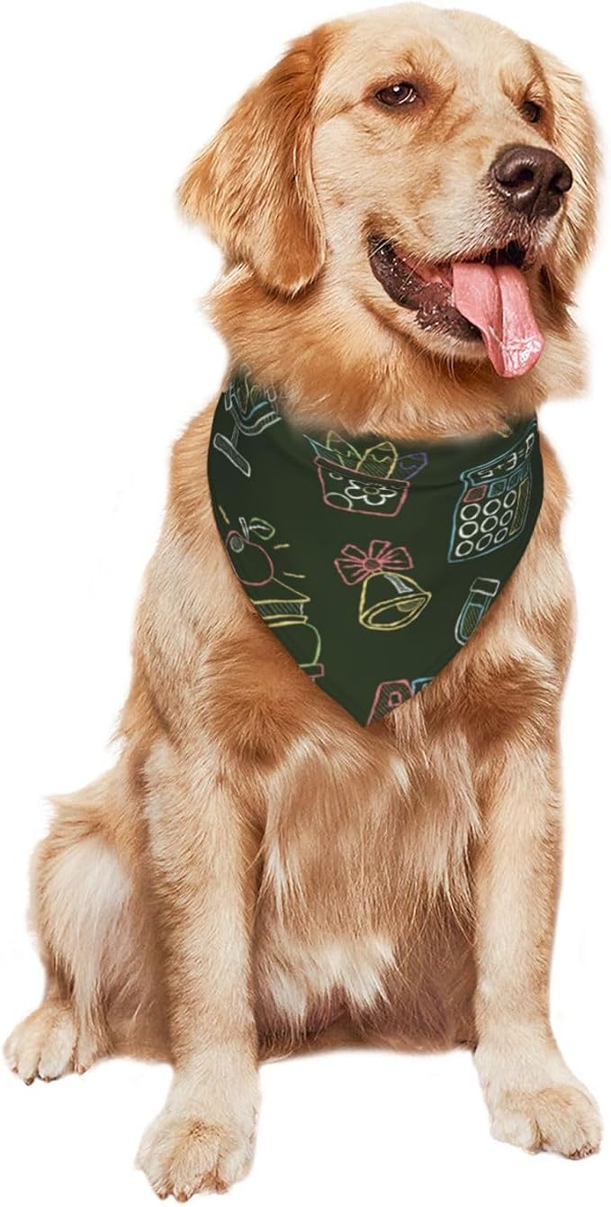 Teacher's Pet Dog Bandana,Funny Bandana Gift,Photo Prop Accessories for Dog Lovers Owner Gift,Triangle Reversible Fall Scarf, Adjustable (Dark Green)
