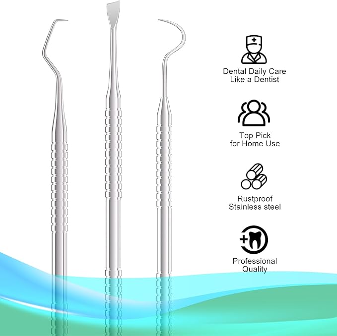 G.CATACC Dental Tools, Metal Dental Pick Teeth Cleaning Tools for Home Use, Stainless Steel Oral Care Hygiene Kit with Tooth Scraper Plaque Tartar Remover - with Case