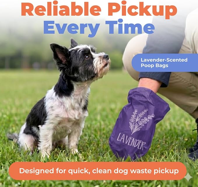 Best Pet Supplies Poop Bags for Dogs - Lavender, 240 Count | Scented, Leak-proof, Easy-Tear perforations, 15 Thick Bags per roll, Outdoor Walking & Travel, Fits Standard Holders