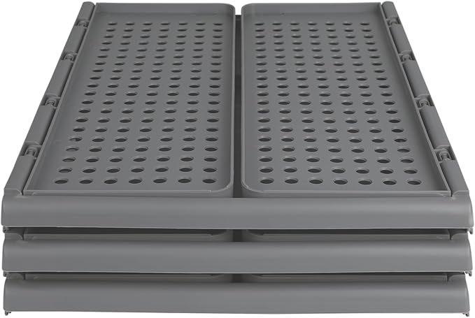 This Foldable Stackable Clothes 6-Tier Drawer Shelf for Bedroom Kitchen Living Room Bathroom Office - Grey Space-Saving Storage Solution (H-18cm)