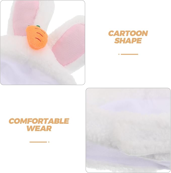 Pet Bunny Rabbit Hat with Ears for Dogs and Puppies White | Polyester Headwear, Lightweight Breathable Fit, Holiday Celebrations and Halloween Costume Accessory