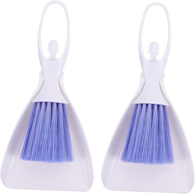 Mini Brooms and Dustpans 2 Sets PVC Plastic Cage Cleaning Tools | Easy to Sweep Debris, Smooth Surface, Simple Storage, for PET Cage and Feces Cleanup