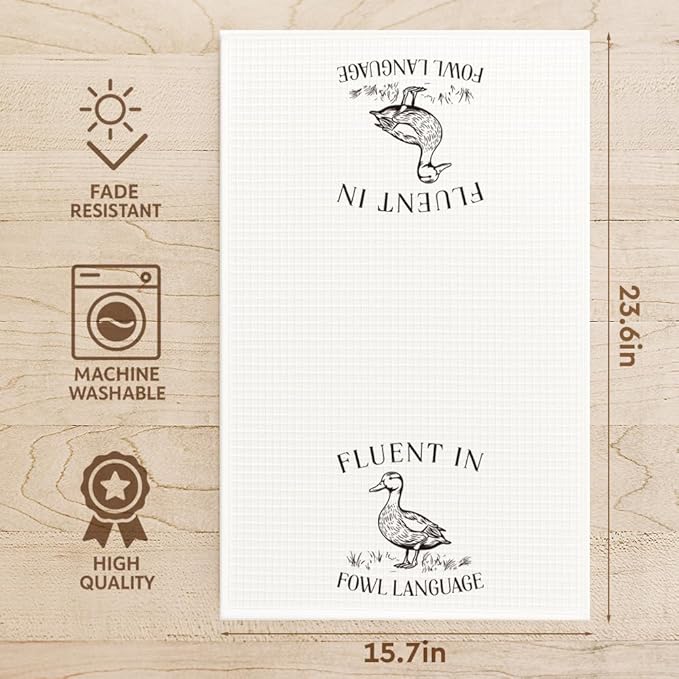 Funny Farmhouse Goose Kitchen Towels Decor,Duck Hand Towels for Bathroom,Fluent in Fowl Language,Goose Dish Towel Tea Towel for Home,Birthday Party Decorations Housewarming Gifts for Goose Lover-14
