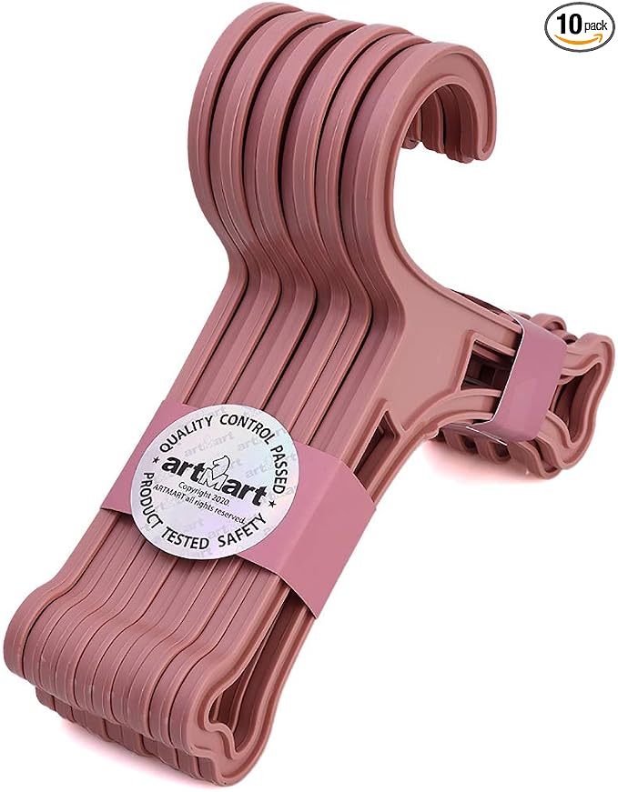 Dog Bone Shaped Puppy Cat Kitten Small Pet Mini Clothes Plastic Hanger Pink or Blue Pack of 10 (Pink)