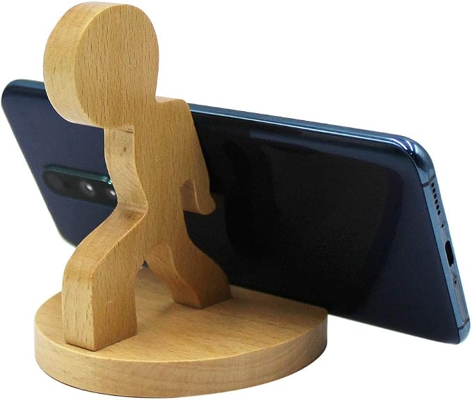 Cute Boy Cell Phone Holder Stand Wooden Smartphone Desk Holder for Mobile Phones Animal Phone Stand Desk Ornament