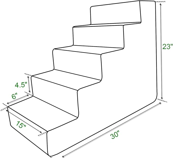 Best Pet Supplies Dog Stairs & Steps - Foam Steps for Small Dogs & Cats, Non-Slip Indoor Balanced Pet Step Support, Dog Ramp, No Assembly, Paw Print on Beige, 5-Step (22.5-inch Height)