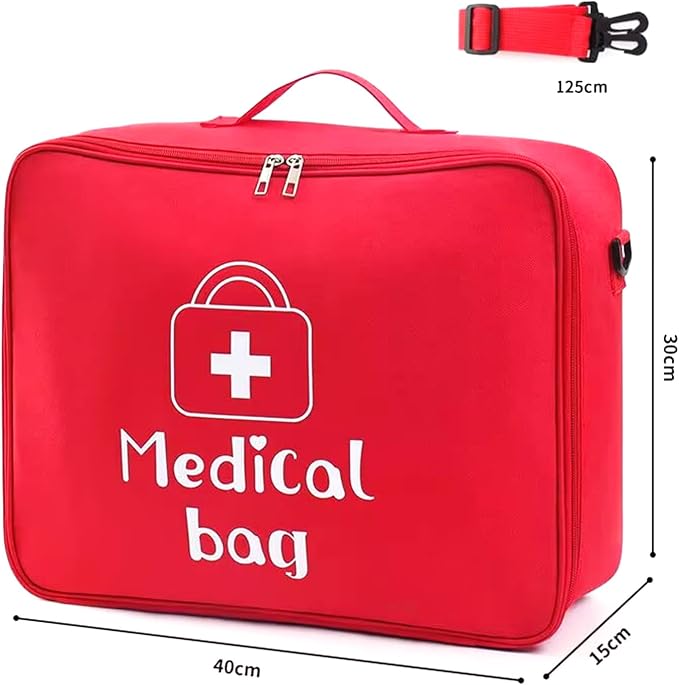 Red First Aid Bag Empty 1st Aid Bag Medical Travel Case Emergency Storage Compact Medicine Bags for Car Office Kitchen Sport Outdoors Camping Hiking Pet (Green L)
