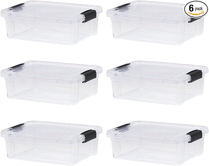 Superio 4.5 Quart Clear Plastic Storage Containers with Lids, Stackable Organizer Bins, BPA-Free Storage Boxes for Home, Office, Dorm & Classroom, 6 Pack