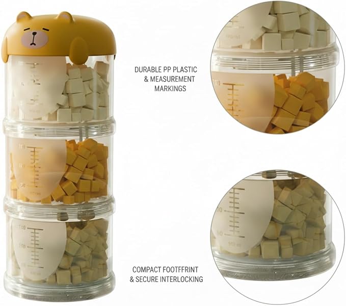 3-Tier Vertical Storage Container, Compact Yellow PP Plastic Organizer for Pet Food & Small Items, Portable Travel Dispenser