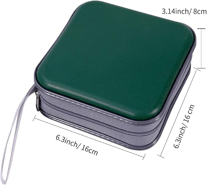 CD Case, 40 Capacity CD DVD Case Wallet Holder Portable Disc VCD Heavy Duty Binder Storage Organizer (Dark Green)