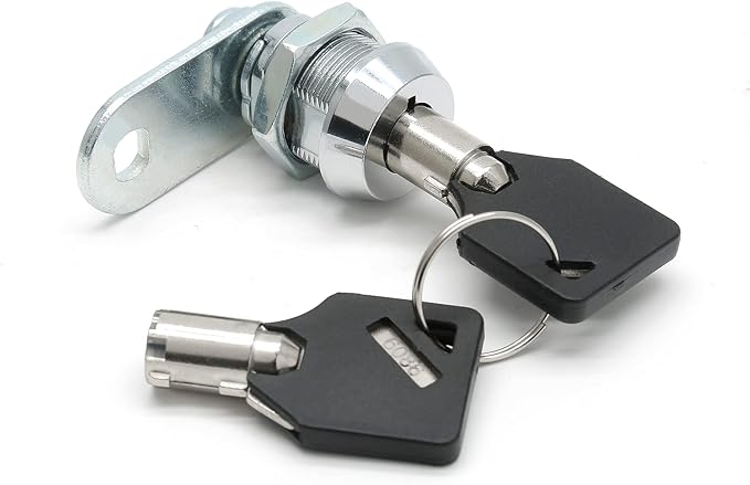 Tubular Cam Lock 5/8 Inch Straight Cam Chrome Cabinet Latch | High Security Keyway, Zinc Alloy, 3/4 Inch Thread, 2 Alike Keys Included, for RV Doors, Cabinets, Drawers, Tool Boxes