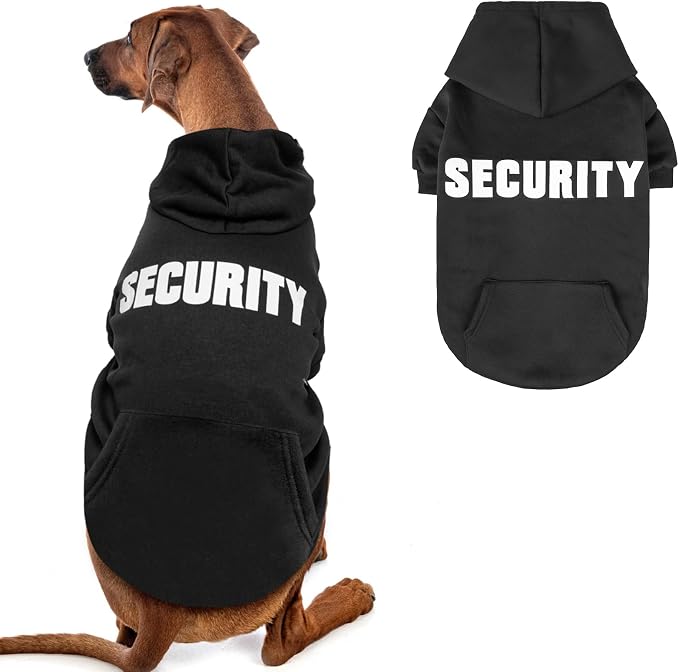 Security Dog Hoodies,Soft & Warm Dog Sweatshirt,X-Large | Halloween Dogs Costume Winter Autumn Fleece Pet Clothes Hooded with Pocket for Puppy,Cat, Small Medium Large Dogs