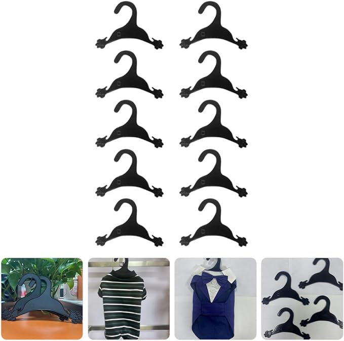 LIFKOME 10pcs Anti-Skid Plastic Pet Clothing Rack with Dog Clothing Hangers for Cats and Dogs, Small Size 22.5x12.5, Keeps Pet Clothes Clean and Neat for Home Use