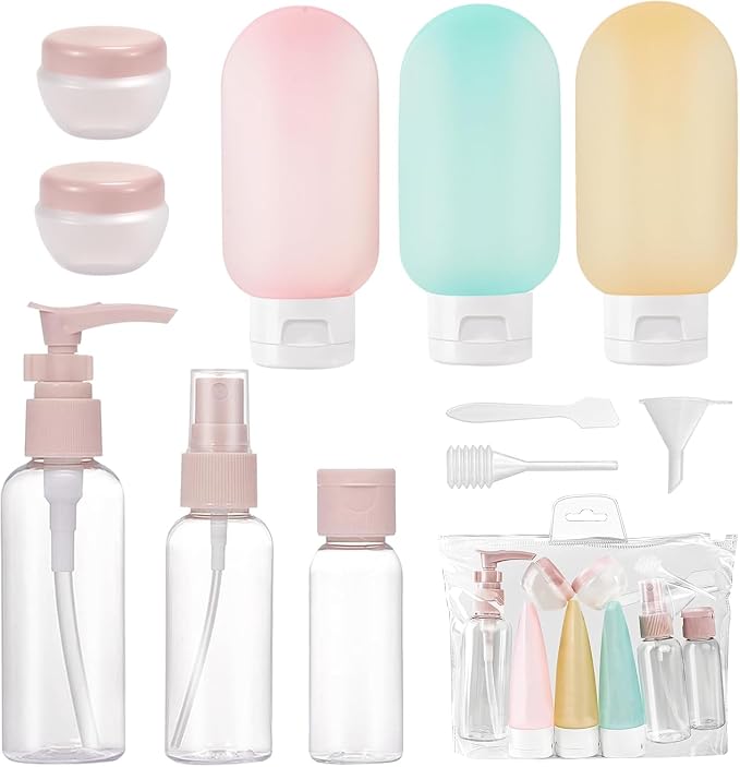 Travel Bottles for Toiletries, 11-Piece Set Refillable Travel Bottle Kit | Portable Plastic Bottle Set, Travel Containers with Case for Shampoo, Liquids, and Lotion | BPA-Free