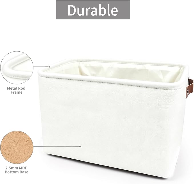 Bagnizer Storage Bins Large Fabric Storage Baskets for Shelves 3 Pack, Decorative Linen Closet Baskets with Handles for Organizing, Shelf, Clothes, Home, Office, 15x11x9.5Inches (White)
