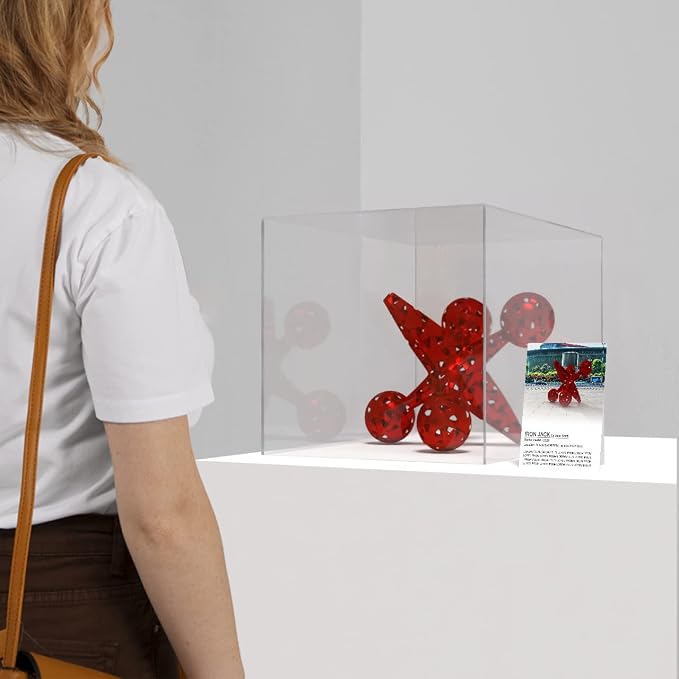 Marketing Holders 14 Inch Acrylic Display Riser Box with One Open Side No Lid Hollow Versatile One Piece Clear Square Retail Merchandise Storage Bin or Product Platform