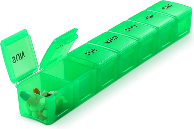 Pill Organizer Pink XL Extra Large Weekly ﻿ | Portable Medicine, Daily Pill Cases for Pills/Vitamin/Fish Oil/Supplements
