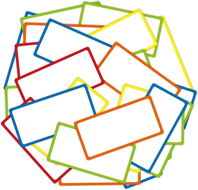 Colored Border Magnetic Dry Erase Labels 4x2 Inch, Reusable Magnetic Dry Erase Labels for Classroom Office Whiteboards，Pack of 40