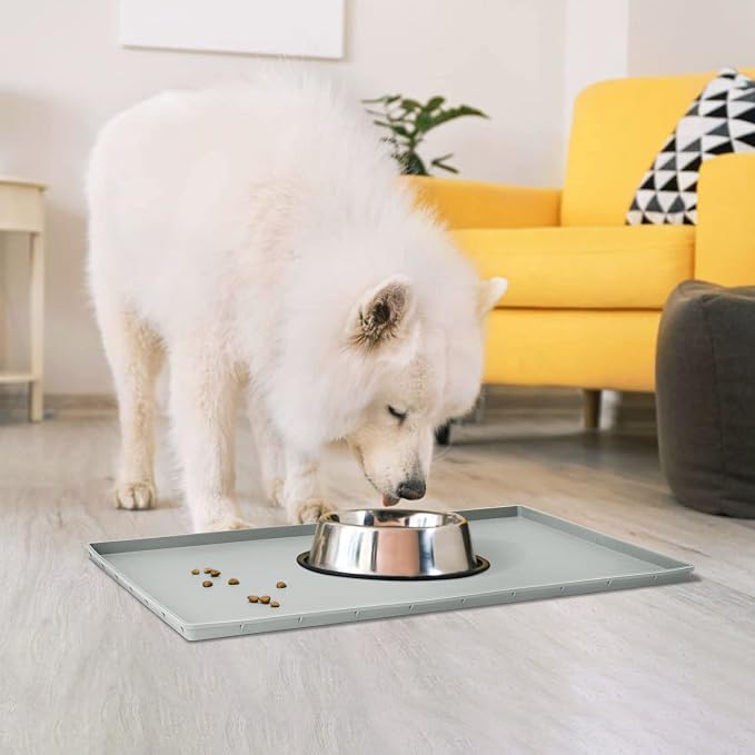 Silicone Dog Food Mat Waterproof Pet Feeding Tray for Medium and Large Dogs