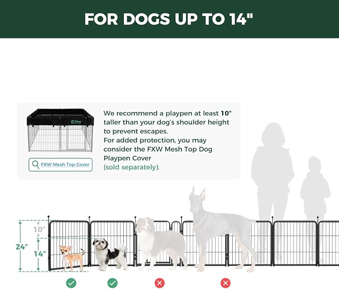 FXW Rollick Dog Playpen with Divider Connectors, 24" H, 16 Panels | Heavy-Duty & Easy setup Play Area, Two-Zone Layout, Indoor & Yard, For Puppies & Small Dogs, Patented