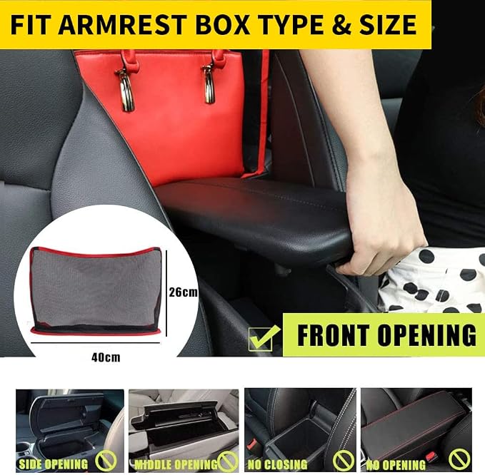 QBUC Car Net Pocket Handbag Holder, Mesh Cargo Car Storage Universal Storage Bag for Handbag Bag (Red)
