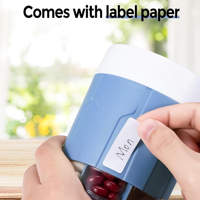 Weekly XXL Pill Organizer Bottle, Daily Pill Dispenser, Anti-Mix Design | 7 Day Portable Travel Pill Box, 21 Labels & Cleaning Brush, XXL Wide Mouth for Easy Access, Vitamin, Fish Oils, Supplement