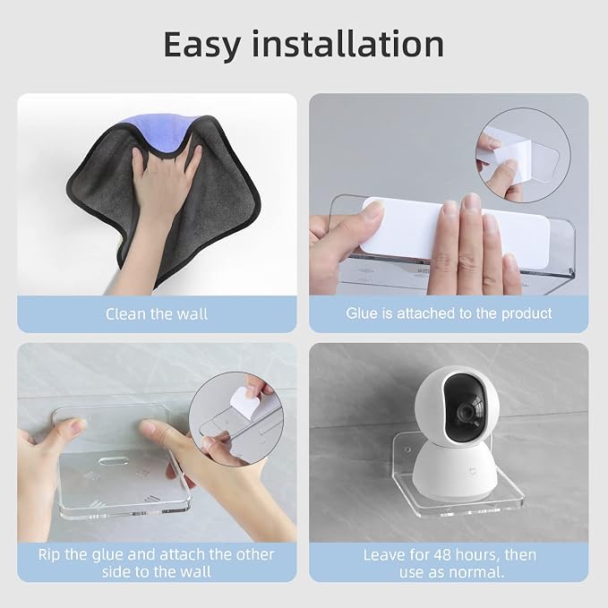 Acrylic Small Wall Mount Floating Camera Shelf 2 Pack Baby Monitor Holder, Echo Dot 5th Wall Mount Storage, Clear Mini Flexible Shelf for Bathroom, Bedroom, Kitchen