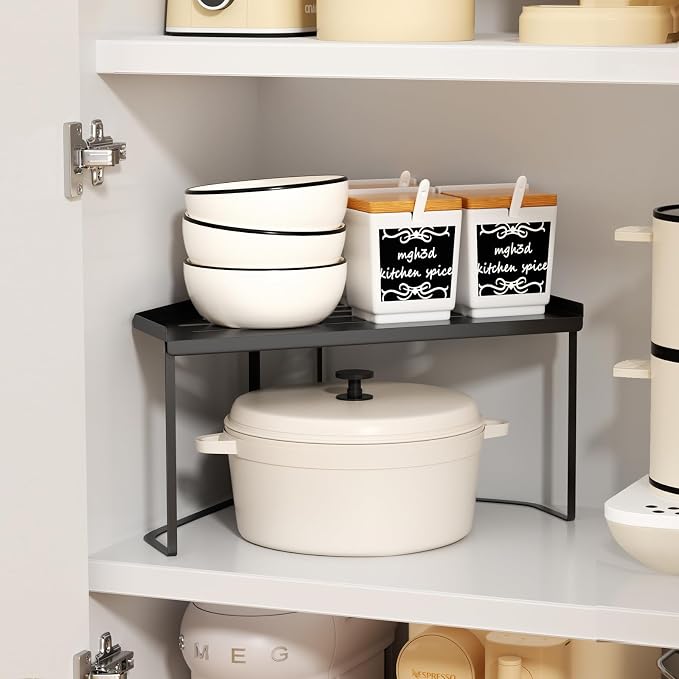 Stackable Metal Kitchen Corner Cabinet Organizer,Kitchen Corner Shelf with Non-Slip Mat,Bathroom Corner Organizer,Storage Shelf rv Must Haves for Cabinet/Bathroom/Countertops/Utensils