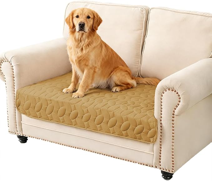 Ameritex Waterproof Pet Bed Cover Anti-Slip Dog Bed Blanket for Sofa and Furniture Waterproof New Pattern Design (Sand, 30x53 Inch (Pack of 1))
