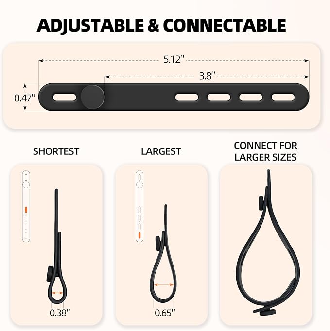 Cable Organizer - Give Every Cord a Home So It's Easy to Find and Grab | 12 Strong Adhesive Hooks + 12 Reusable Silicone Ties, No-Drill Setup for Desks, Kitchens & Thick Power Cords