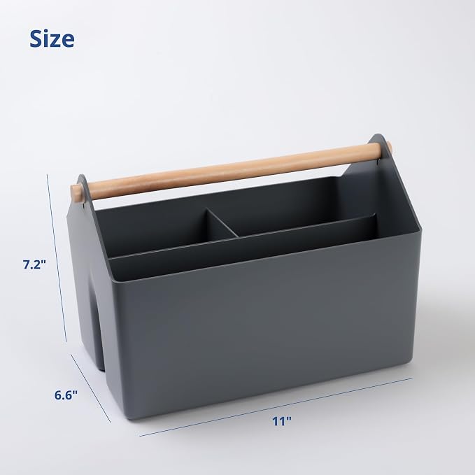 BLUE GINKGO Storage Basket, Medium 4.5L, Grey, Made in Korea | Portable. Divided Storage Bin. Everyday Organization.