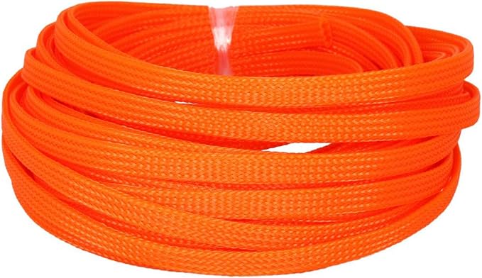 Heyiarbeit 10m/32.8ft PET Expandable Braid Cable Sleeving Flexible Wire Mesh Sleeve Orange 6mm